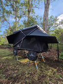 On The Horizon 1.4Z Z fold rooftop tent open at a bush camp site